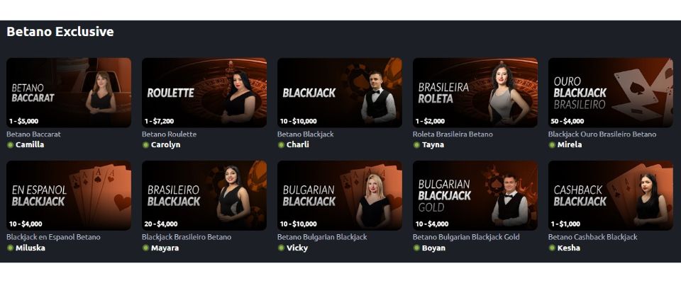 Betano Exclusive Live Casino Games