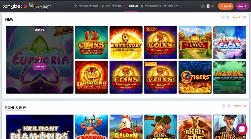 TonyBet Casino Games