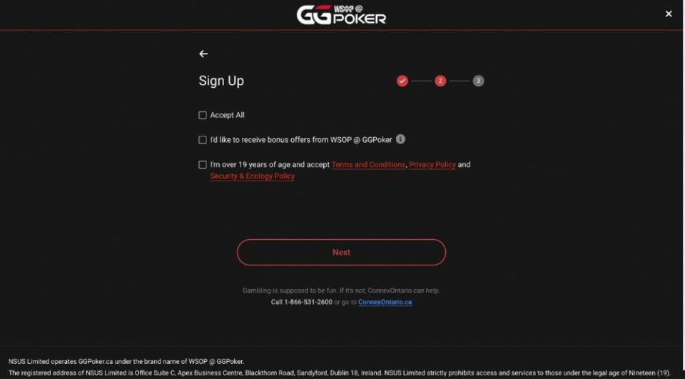 GGPoker Ontario Signup Step 2